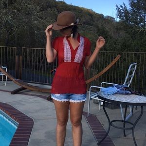 Dolled up red blouse size XL